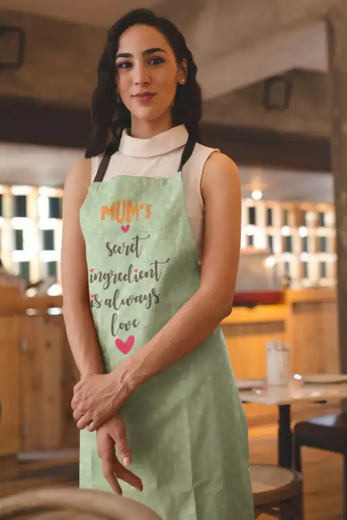 Secret Ingredient is Always Love Kitchen Apron with Chef Hat