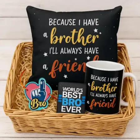 Because I Have Brother Rakhi Gift Hamper Set