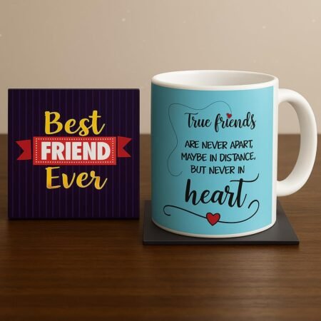 True Friends Gift Set of 2 For Friends (Mug, Coaster)