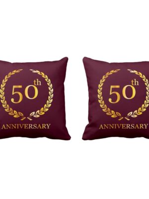 50th Anniversary Gifts for Parents, Golden Jubilee Glitter Couple Mugs Gift Hamper Set Combo of 2 (Cushion Cover - 12 inches)