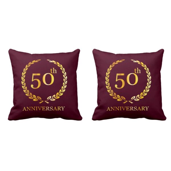 50th Anniversary Gifts for Parents, Golden Jubilee Glitter Couple Mugs Gift Hamper Set Combo of 2 (Cushion Cover - 12 inches)