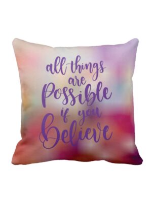16X16 inches Cushion Cover Motivational Quotes Printed All Things are Possible Sofa Throw Pillows Pink