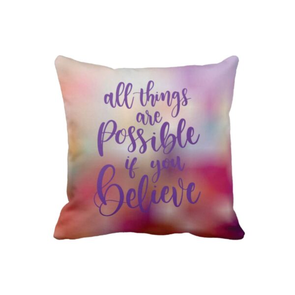 16X16 inches Cushion Cover Motivational Quotes Printed All Things are Possible Sofa Throw Pillows Pink
