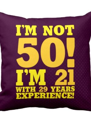 50th Birthday Gift for Men & Women | Cushion Cover 24x24 Inches - I am not 50 | Funny 50th Birthday Pillow Cover for Sofa, Couch, Living