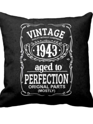 75th Birthday Gifts Vintage 1943 Printed Cushion Cover (16 inch X 16 inch)