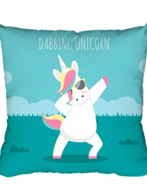 Dabbing Unicorn HD Printed Cushion Cover | Premium Cotton Throw Cushion Cover for Sofa Chair Dining Living Room | Unicorn Cushion Cover 1