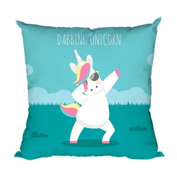 Dabbing Unicorn HD Printed Cushion Cover | Premium Cotton Throw Cushion Cover for Sofa Chair Dining Living Room | Unicorn Cushion Cover 1