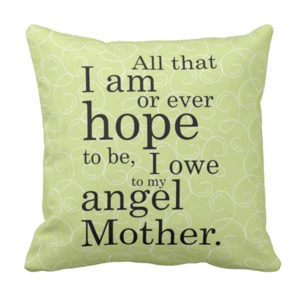 Angel Mom Gifts for Mom Cushion with Filler 12x12 inches