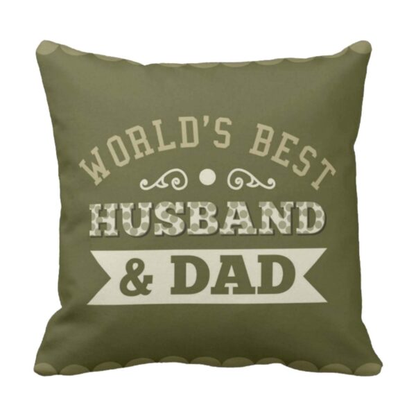 Birthday 12 x 12 inches Worlds Best Husband & Dad Printed Velvet Cushion (with Filler) Throw Pillow