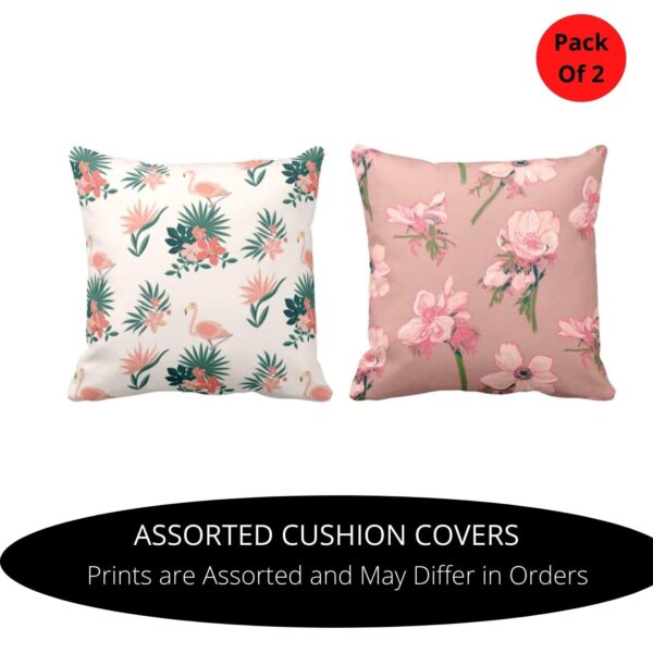 20x20 Inches Assorted Floral Abstract Pattern Printed Cotton Cushion Pillow Covers (Multicolour) - Set of 2