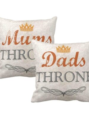 Birthday Gifts for Mom Dad 20 x 20 inches Throne Kind Dad Queen Mom Printed Velvet Cushion Cover Throw Pillow