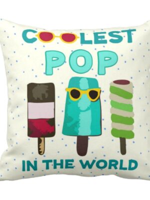 Icecream Coolest Pop in The World Cushion Cover for  ( 12X12 inches )
