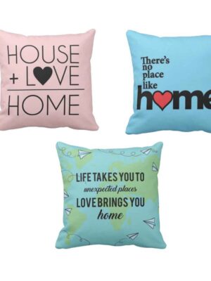 12 x 12 inches Love Brings You Happy Home Printed Cushion Covers Set of 3 Sofa