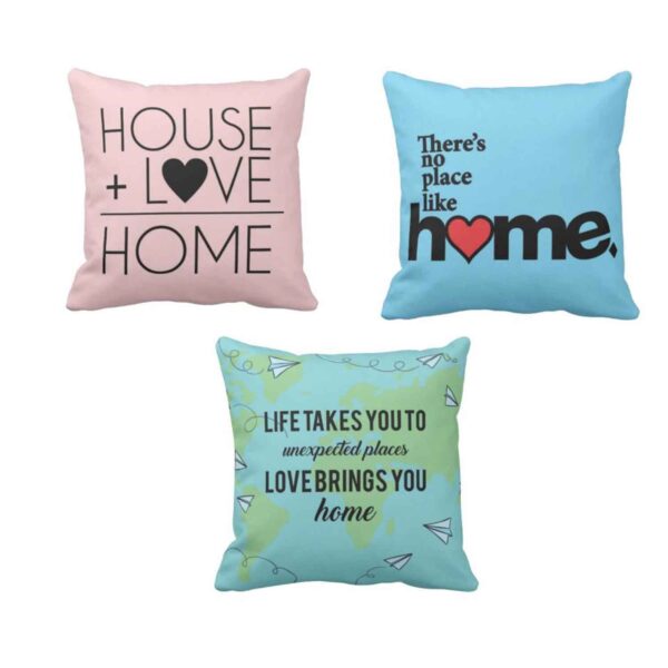 12 x 12 inches Love Brings You Happy Home Printed Cushion Covers Set of 3 Sofa