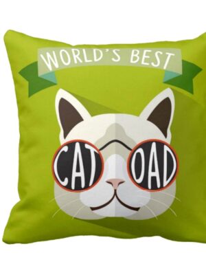 Cool World Best Cat Dad Cushion Cover for Fathers Day - 16X16 inches