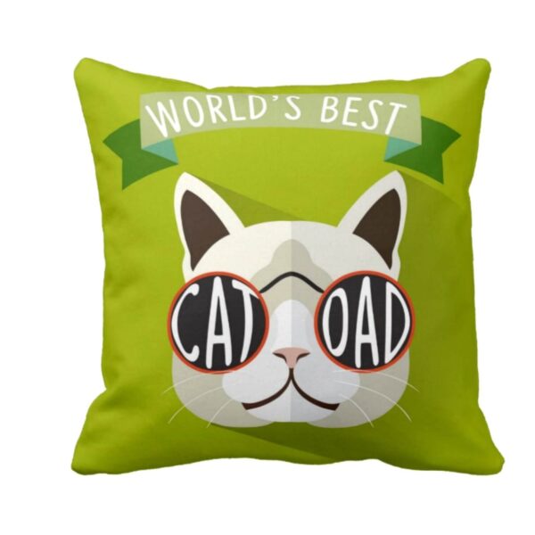 Cool World Best Cat Dad Cushion Cover for Fathers Day - 16X16 inches