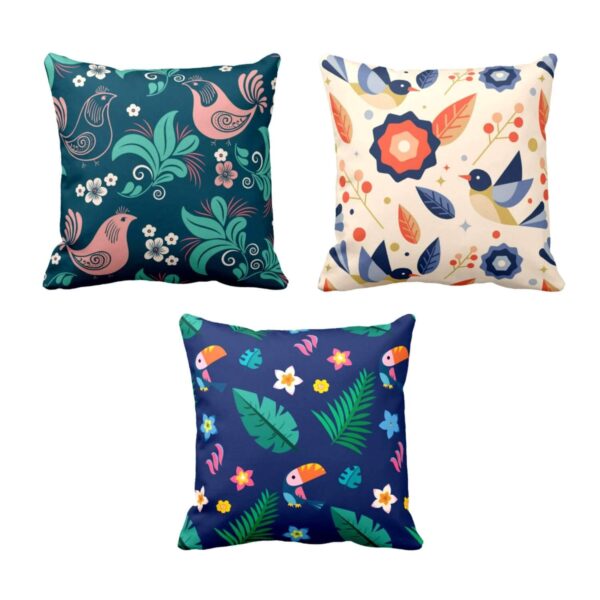 20X20 inches Set of 3 Cushion Covers Magnetic Comely Floral Flowers Printed Sofa Throw Pillows Multicolor