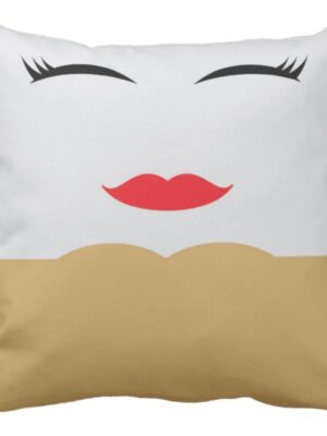 Valentine Gifts for Wife Funky Cute Lady Kiss Throw Cushion Cover Love - 16 x 16 inches