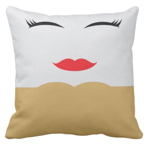 Valentine Gifts for Wife Funky Cute Lady Kiss Throw Cushion Cover Love - 16 x 16 inches