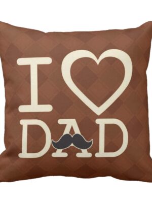 Birthday 12 x 12 inches Moustache I Love You Dad Printed Velvet Cushion Cover Throw Pillow