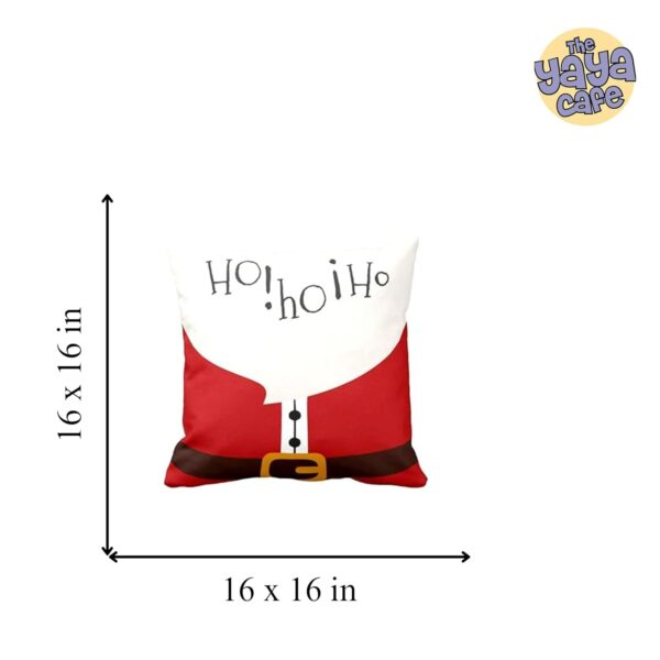 Canvas Cotton Christmas Gifts Cushion Cover for House Decoration (16x16 Inches, Ho Ho Ho Santa Claus Snowman, Red)