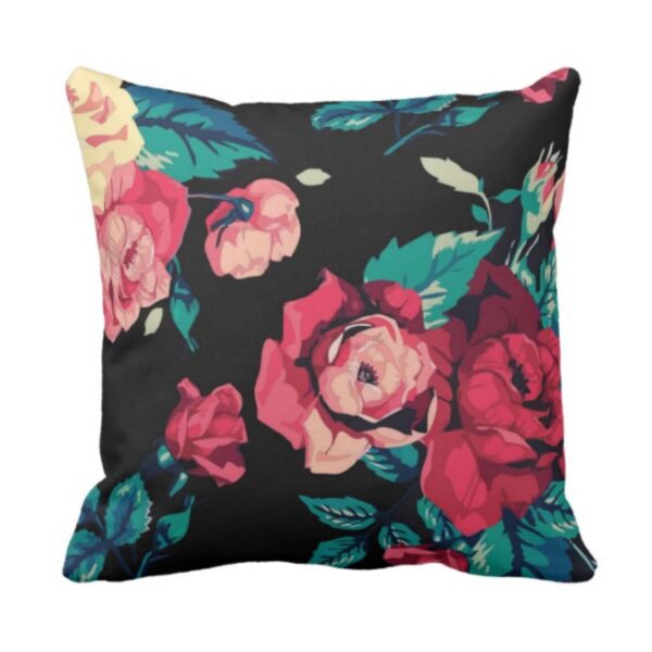 Red Rose Floral Cushion Covers 16x16 Inches | Pack of 2 Throw Pillow Covers | Floral Cushion Covers for Sofa, Couch, Chair & Home Decor |