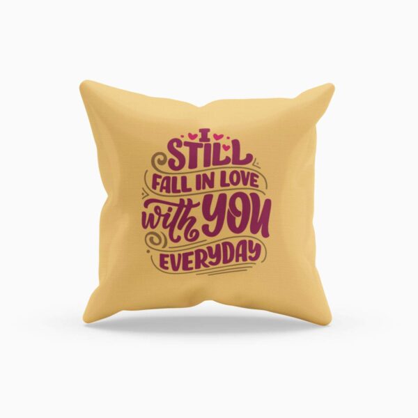 Birthday Gifts 12 x 12 inches Printed Velvet Cushion (with Filler) for Girlfriend Boyfriend Husband Wife Throw Pillow - Fall in Love with
