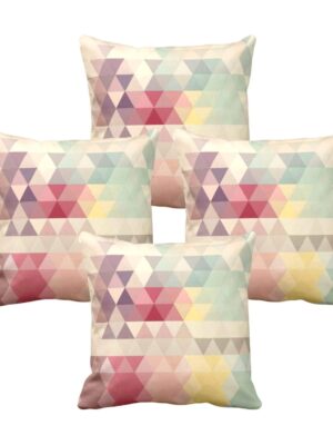 20X20 inches Set of 4 Cushion Covers Pleasurably Abstract Printed Sofa Throw Pillows Beige