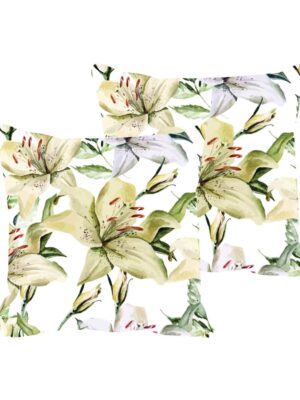 24X24 inches Set of 2 Cushion Covers Gorgeous Floral Flowers Printed Sofa Throw Pillows Green