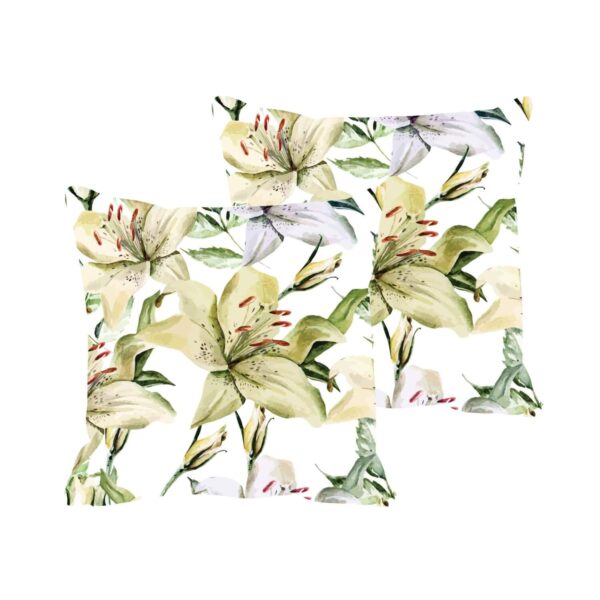 24X24 inches Set of 2 Cushion Covers Gorgeous Floral Flowers Printed Sofa Throw Pillows Green