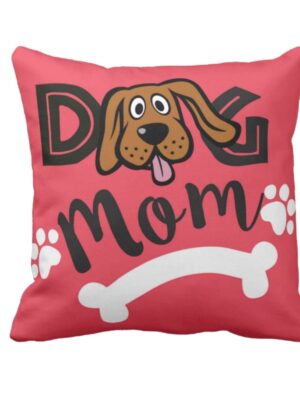 Birthday Gifts for Mom 24 x 24 inches Dog Mom Pets Printed Velvet Cushion Cover Throw Pillow