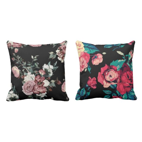 Red Rose Floral Cushion Covers 16x16 Inches | Pack of 2 Throw Pillow Covers | Floral Cushion Covers for Sofa, Couch, Chair & Home Decor |