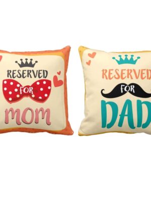 Birthday Gifts for Mom Dad 12 x 12 inches Reserved for Queen Mom King Dad Printed Velvet Cushion Cover Throw Pillow