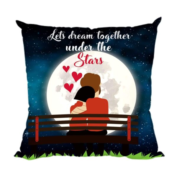 Valentine Gifts Combo for Wife Girlfriend Mug, Cushion Cover, 5 Dairy Milk Silk Chocolate Lets Dream Together Under Stars, with Coaster