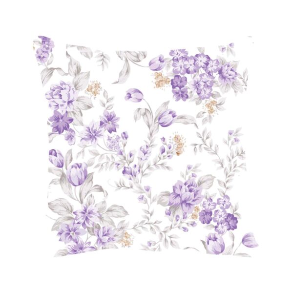 16x16 inches Set of 5 Cushion Covers Beauteous Floral Flowers Printed Sofa Throw Pillows Purple