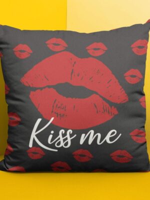 Valentine Kiss Day Gifts for Girlfriend Wife Kiss Me Red Lips Cushion Cover Love Printed Throw Pillow Couple - 12 x 12 inches