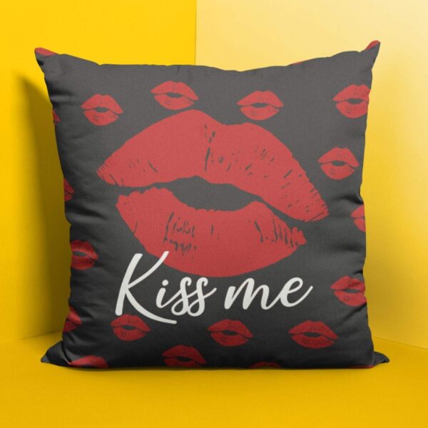 Valentine Kiss Day Gifts for Girlfriend Wife Kiss Me Red Lips Cushion Cover Love Printed Throw Pillow Couple - 12 x 12 inches