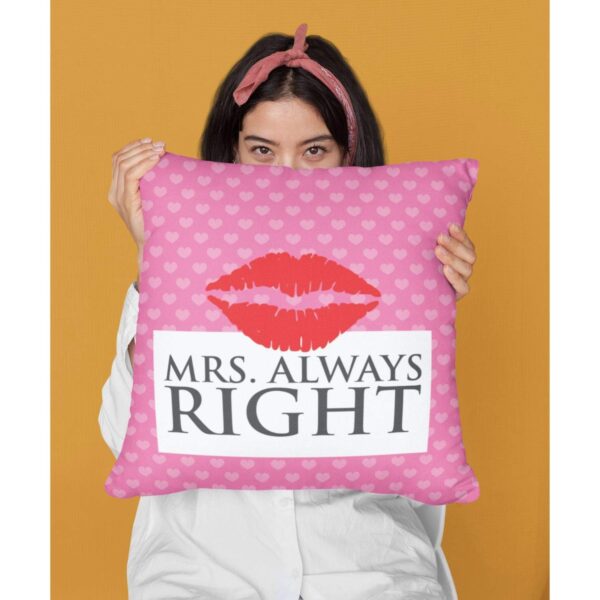 Yaya Cafe Valentines Day Gift for Wife Mrs Always Right Printed Ceramic Coffee Mug 325 ml with Cotton Cushion Covers 12 x 12 inches