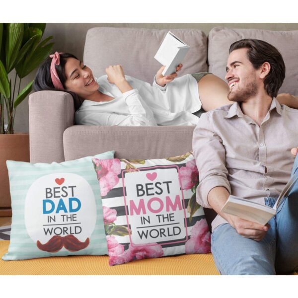 , Best Mom Dad in The World Cushion Covers 16x16 inches | Wedding Marriage Mothers Fathers Day