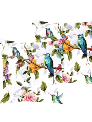 24X24 inches Set of 2 Cushion Covers Beauteous Bird Floral Flowers Printed Sofa Throw Pillows Multicolor