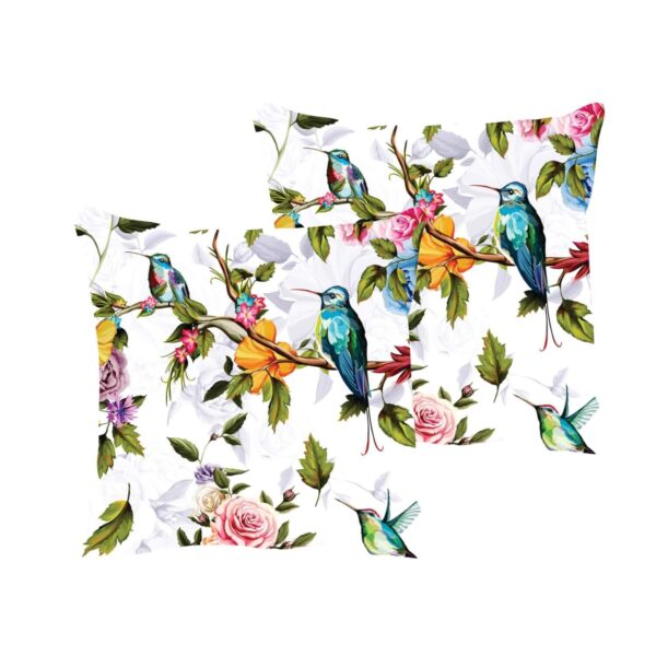 24X24 inches Set of 2 Cushion Covers Beauteous Bird Floral Flowers Printed Sofa Throw Pillows Multicolor