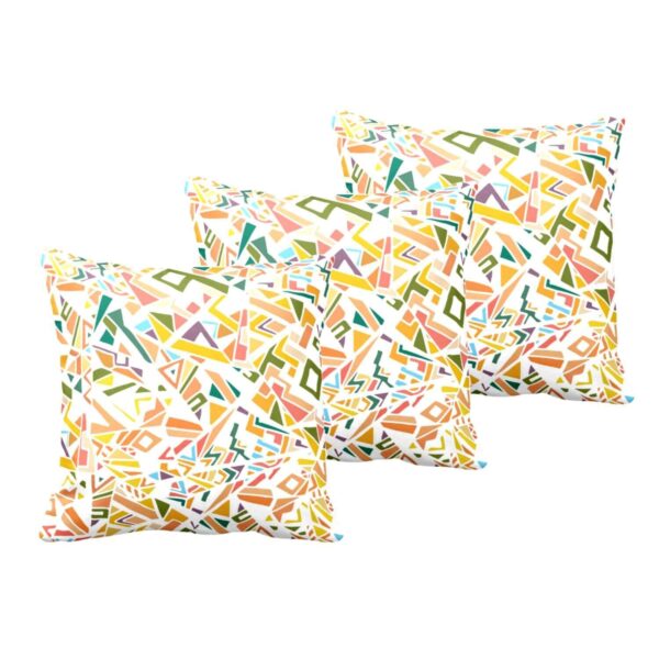 20X20 inches Set of 3 Cushion Covers Elegantly Abstract Printed Sofa Throw Pillows Multicolor