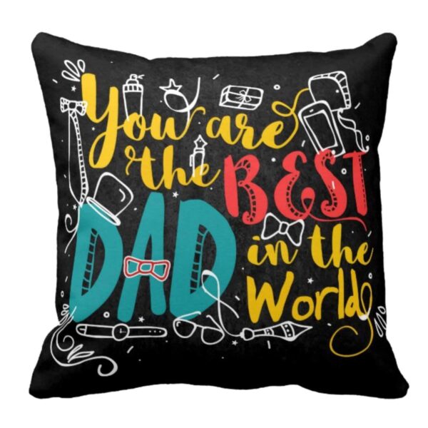 for Parent 16 x 16 inches Best Dad in The World Printed Velvet Cushion Cover Throw Pillow
