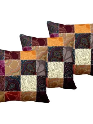 16X16 inches Set of 3 Cushion Covers Abstract Printed Sofa Throw Pillows Multicolor