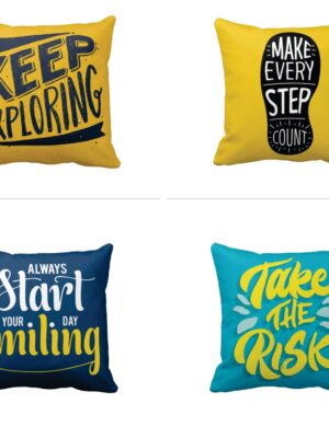 16X16 inches Set of 4 Cushion Covers Make Every Step Take a Risk Motivational Quotes Printed Sofa Throw Pillows Multicolor