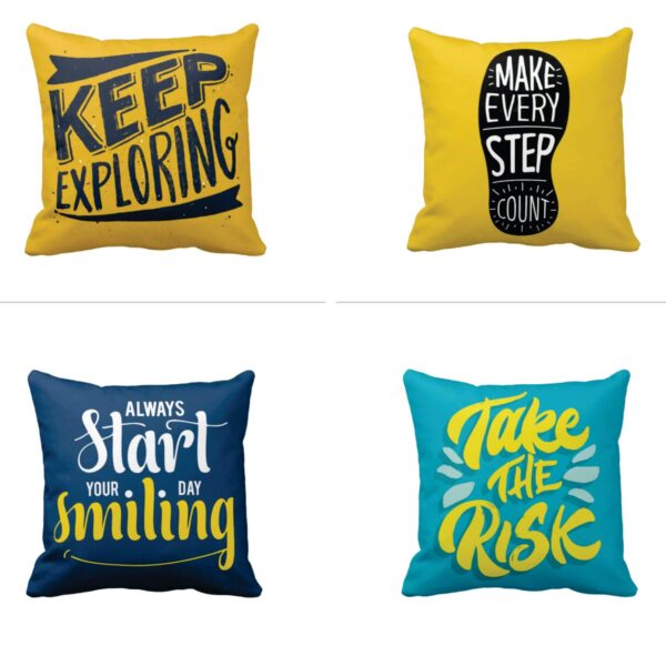 16X16 inches Set of 4 Cushion Covers Make Every Step Take a Risk Motivational Quotes Printed Sofa Throw Pillows Multicolor