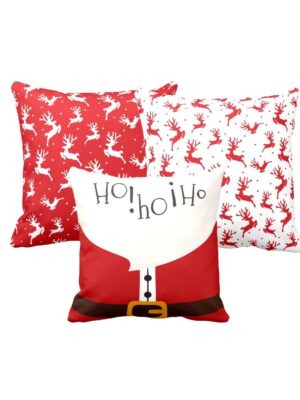 Christmas Gifts Cushion Covers House Decoration 16x16 inches Set of 3 - Ho Ho Ho Santa Claus Reindeer Snowman