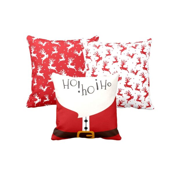 Christmas Gifts Cushion Covers House Decoration 16x16 inches Set of 3 - Ho Ho Ho Santa Claus Reindeer Snowman