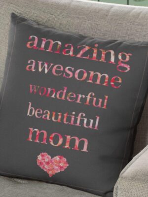 Amazing Awesome Mom Gifts for Mom Cushion with Filler 12x12 inches