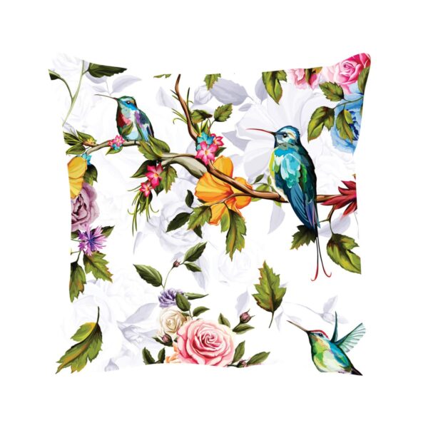 24X24 inches Set of 2 Cushion Covers Beauteous Bird Floral Flowers Printed Sofa Throw Pillows Multicolor